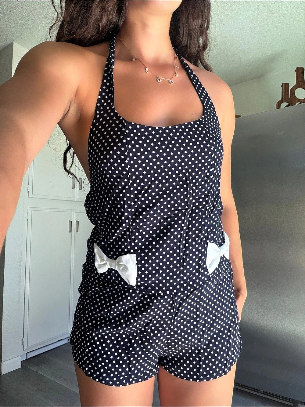 Lilly Pulitzer Polka Dot Romper in Navy Blue & White Size Small NWT